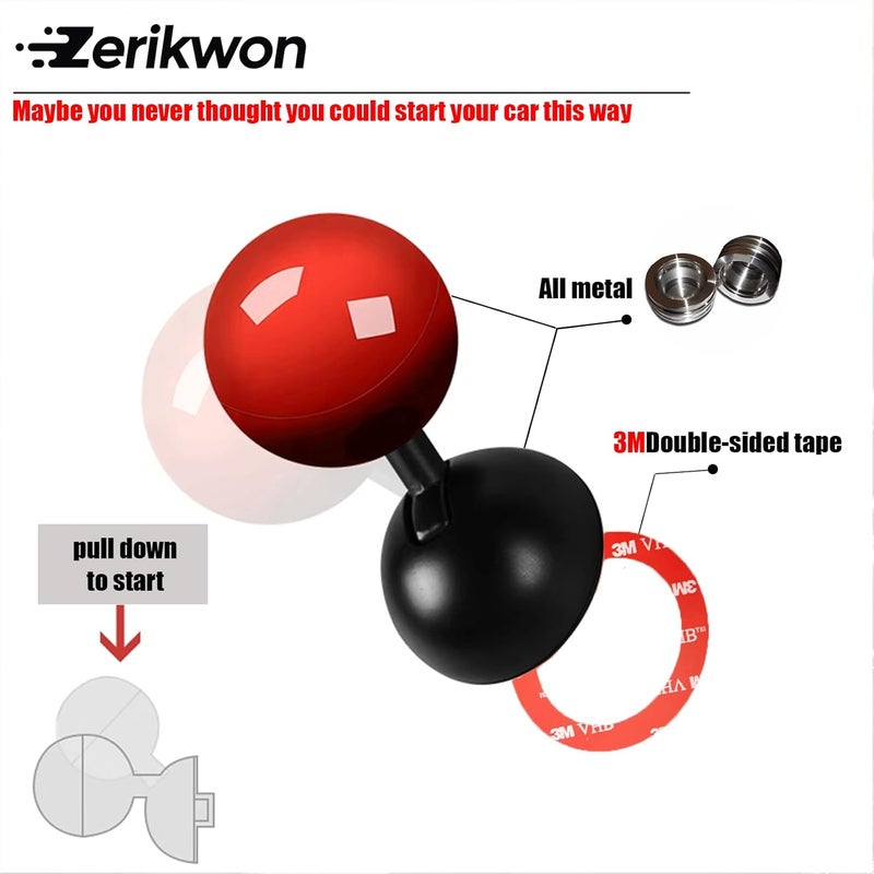 Zerikwon 𝟯𝗠 Tape | Car Joystick Push Start Button Cover, Metal Push to Start Accessories, Starter Engine Stop Button Cover, Cool Car Accessories Interior Decor Push to Rocker, Red. - Image 4